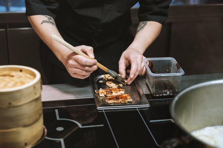 Chef is preparing the food at Hitchhiker